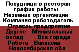 Посудница в ресторан-график работы › Название организации ­ Компания-работодатель › Отрасль предприятия ­ Другое › Минимальный оклад ­ 1 - Все города Работа » Вакансии   . Новосибирская обл.,Новосибирск г.